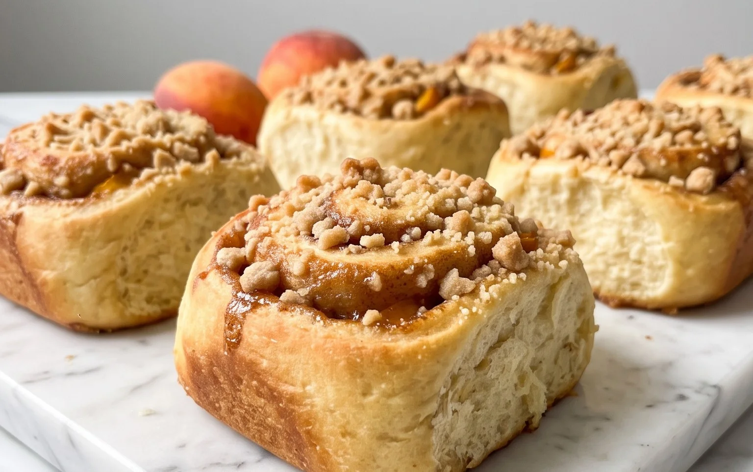 Pêches Cannelle Rouleaux Crumble : Recette Facile